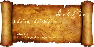 Láng Ádám névjegykártya